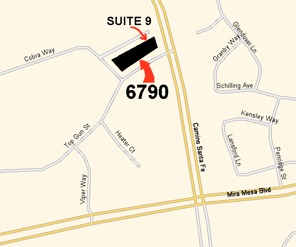 Close-in map showing Laserlab, Inc. location