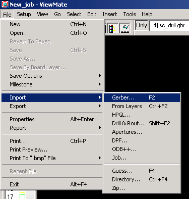 Import Gerber file(s) menu